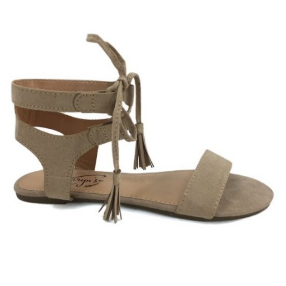 Women's 7 Beige Tassel Gladiator Sandal